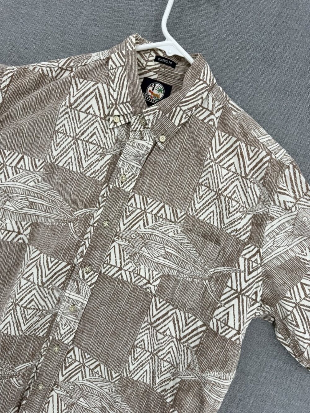 Reyn Spooner Hawaiian Traditionals Shirt Polynesian Geometric Fish Mens L Camp